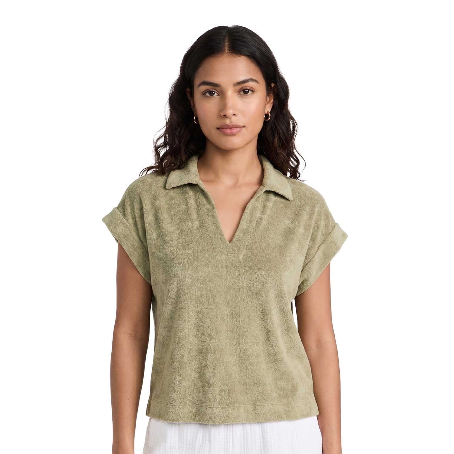 Tommy Bahama Women's Sea Clay Top Suncoast Loop Terry Polo S/S (S02)